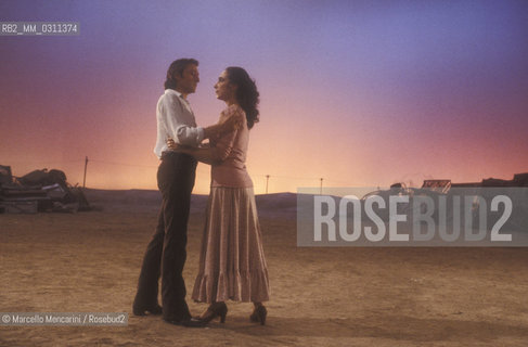 Barcelona (Spain), 1986. Spanish flamenco dancers Antonio Gades and Cristina Hoyos on the set of the movie El amor brujo by Carlos Saura / Barcellona (Spagna), 1986. I ballerini di flamenco Antonio Gades e Cristina Hoyos sul set del film El amor brujo (Lamore stregone) di Carlos Saura - ©Marcello Mencarini/Rosebud2