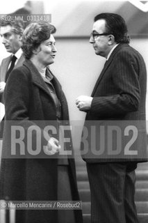 Rome, about 1980. Italian politicians members of Christian Democracy Party Giulio Andreotti and Tina Anselmi / Roma, 1980 circa. I politici democristiani Giulio Andreotti e Tina Anselmi - ©Marcello Mencarini/Rosebud2