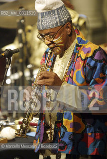 Milan, Manzoni Theater, January 19, 2002. Joseph Jarman performing with Art Ensemble of Chicago / Milano, 19 gennaio 2002. Joseph Jarman in concerto con lArt Ensemble of Chicago - ©Marcello Mencarini/Rosebud2
