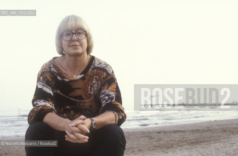 Venice Lido, Venice Film Festival, about 1985. Italian journalist Natalia Aspesi / Lido di Venezia, Mostra del Cinema di Venezia, 1985 circa. La giornalista Natalia Aspesi - ©Marcello Mencarini/Rosebud2