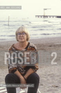 Venice Lido, Venice Film Festival, about 1985. Italian journalist Natalia Aspesi / Lido di Venezia, Mostra del Cinema di Venezia, 1985 circa. La giornalista Natalia Aspesi - ©Marcello Mencarini/Rosebud2