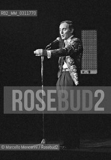 Rome, Sistina Theater, 1979. French and Armenian singer Charles Aznavour performing / Roma, Teatro Sistina, 1979. Il cantante Charles Aznavour in concerto - ©Marcello Mencarini/Rosebud2
