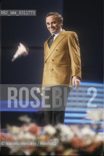 Sanremo Music Festival 1989. French and Armenian singer Charles Aznavour, host of the event / Festival di Sanremo 1989. Il cantante Charles Aznavour, ospite della manifestazione - ©Marcello Mencarini/Rosebud2
