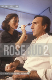 Rome, about 1985. Italian TV presenter Pippo Baudo maked up in his dressing room before the program Domenica in / Roma, 1985 circa. Il presentatore TV Pippo Baudo al trucco nel suo camerino prima della trasmissione Domenica in - ©Marcello Mencarini/Rosebud2