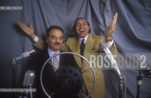 TV presenter Pippo Baudo and RAI Italian public television manager Gianpaolo Sodano (1990) / Il presentatore TV Pippo Baudo e il dirigente RAI Gianpaolo Sodano (1990) - ©Marcello Mencarini/Rosebud2