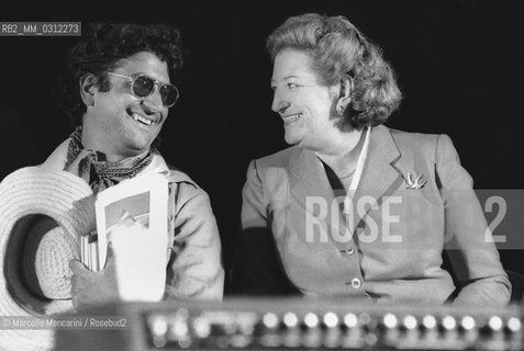 Rome, Piazza di Siena, 1980. Second Festival of the Poets. Italian poets Dario Bellezza and Maria Luisa Spaziani / Roma, Piazza di Siena, 1980. Secondo Festival dei poeti. I poeti Dario Bellezza e Maria Luisa Spaziani - ©Marcello Mencarini/Rosebud2