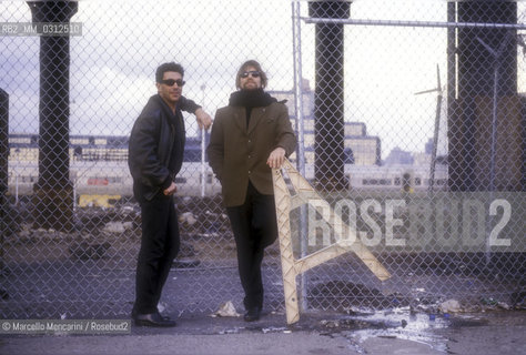 New York, 1987. Italian pop-rock singer and songwriter Edoardo Bennato and percussionist Toni Esposito / New York, 1987. Il cantante Edoardo Bennato e il percussionista Toni Esposito - ©Marcello Mencarini/Rosebud2