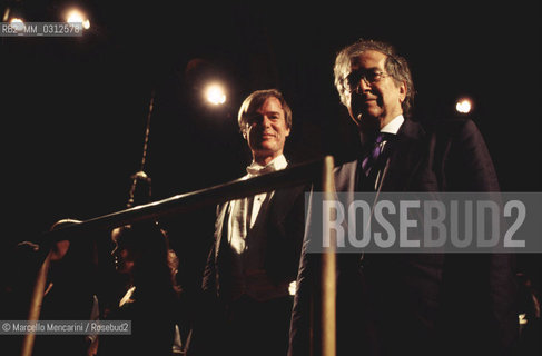 Venice Music Biennale, 1995. American conductor David Robertson and Italian composer Luciano Berio awarded with the Golden Lion Award for Career Achievement / Biennale Musica di Venezia, 1995. Il direttore dorchestra David Robertsaon e il compositore Luciano Berio, Leone doro alla carriera - ©Marcello Mencarini/Rosebud2