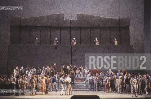 Milan, La Scala Theater, 1982. Performance of the opera The True Story by Luciano Berio / Milano, Teatro alla Scala, 1982. Rappresentazione dellopera La vera storia di Luciano Berio - ©Marcello Mencarini/Rosebud2