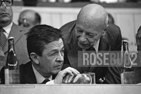 Rome, 1979. 15th National Congress of the Italian Communist Party. Secretary Enrico Berlinguer and Giancarlo Pajetta, member of the same party / Roma, 1979. XVII° Congresso del partito Comunista Italiano. Il segretario Enrico Berlinguer e Giancarlo Pajetta - ©Marcello Mencarini/Rosebud2
