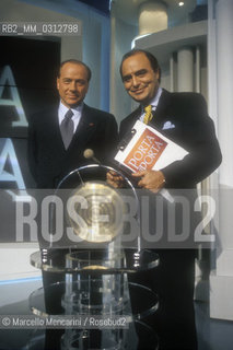 Rome, 1996. Politician Silvio Berlusconi and Bruno Vespa, host of the TV program Porta a Porta / Roma, 1996. Il politico Silvio Berlusconi e Bruno Vespa, conduttore del programma TV Porta a Porta - ©Marcello Mencarini/Rosebud2