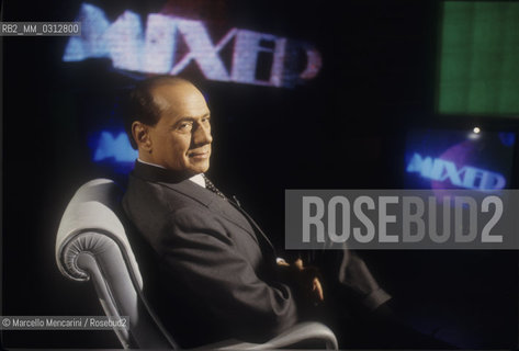 Rome, 1996. Politician Silvio Berlusconi takes part in the TV program Mixer / Roma, 1996. Il politico Silvio Berlusconi interviene nel programma TV Mixer - ©Marcello Mencarini/Rosebud2