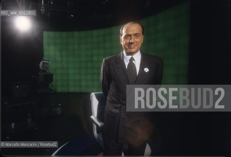 Rome, 1996. Politician Silvio Berlusconi takes part in the TV program Mixer / Roma, 1996. Il politico Silvio Berlusconi interviene nel programma TV Mixer - ©Marcello Mencarini/Rosebud2