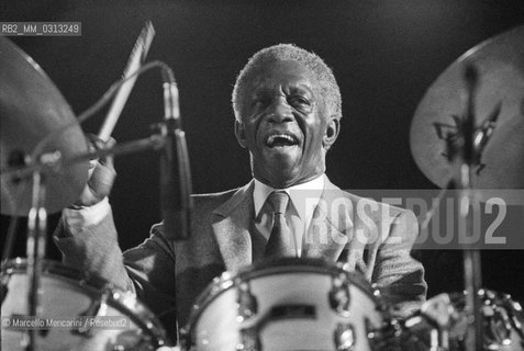 American jazz drummer Art Blakey (about 1984) / Il batteriata jazz Art Blakey (1984 circa) - ©Marcello Mencarini/Rosebud2