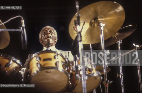 American jazz drummer Art Blakey (about 1984) / Il batteriata jazz Art Blakey (1984 circa) - ©Marcello Mencarini/Rosebud2