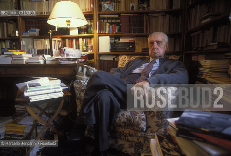 Milan, 1995. Italian literary critic Carlo Bo in his home / Milano, 1995. Il critico letterario Carlo Bo nella sua casa - ©Marcello Mencarini/Rosebud2
