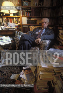 Milan, 1995. Italian literary critic Carlo Bo in his home / Milano, 1995. Il critico letterario Carlo Bo nella sua casa - ©Marcello Mencarini/Rosebud2