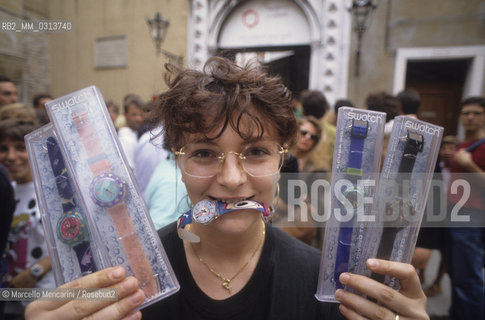 Swatch Exhibition in Venice at Palazzo Ca Vendramin Calergi (Venice Casino), September 12, 1991 / Mostra di orologi Swatch a Venezia, a Palazzo Ca Vendramin Calergi (Casinò di Venezia), 12 settembre 1991 - ©Marcello Mencarini/Rosebud2