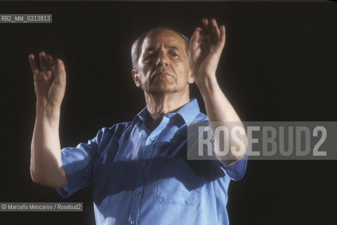 French composer and conductor Pierre Boulez during a rehearsal (about 1990) / Il compositore e direttore dorchestra Pierre Boulez durante una prova (1990 circa) - ©Marcello Mencarini/Rosebud2