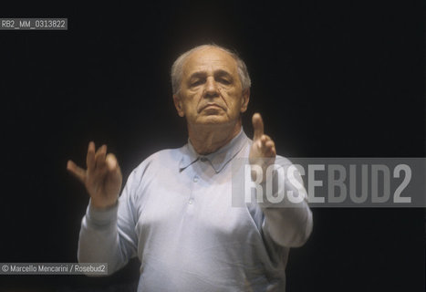 Rome, 1996. French composer and conductor Pierre Boulez during a rehearsal / Roma, 1996. Il compositore e direttore dorchestra Pierre Boulez durante una prova  - ©Marcello Mencarini/Rosebud2