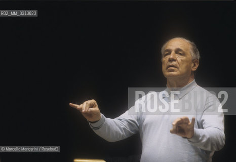 Rome, 1996. French composer and conductor Pierre Boulez during a rehearsal / Roma, 1996. Il compositore e direttore dorchestra Pierre Boulez durante una prova  - ©Marcello Mencarini/Rosebud2