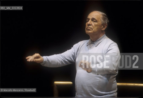 Rome, 1996. French composer and conductor Pierre Boulez during a rehearsal / Roma, 1996. Il compositore e direttore dorchestra Pierre Boulez durante una prova  - ©Marcello Mencarini/Rosebud2