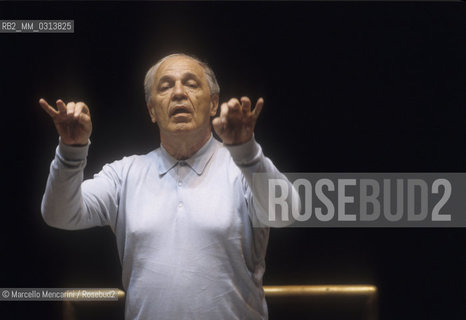 Rome, 1996. French composer and conductor Pierre Boulez during a rehearsal / Roma, 1996. Il compositore e direttore dorchestra Pierre Boulez durante una prova  - ©Marcello Mencarini/Rosebud2
