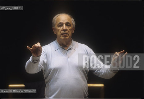 Rome, 1996. French composer and conductor Pierre Boulez during a rehearsal / Roma, 1996. Il compositore e direttore dorchestra Pierre Boulez durante una prova  - ©Marcello Mencarini/Rosebud2