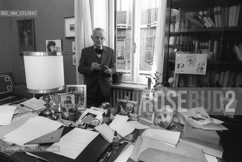 Rome, 1980. Swiss-born Italian pharmacologist Daniel Bovet, who won the 1957 Nobel Prize in Physiology or Medicine for his discovery of drugs that block the actions of specific neurotransmitters / Roma, 1980. Il farmacologo svizzero, naturalizzato italiano, Daniel Bovet, vincitore nel 1957 del premio Nobel per la Medicina e la Fisiologia - ©Marcello Mencarini/Rosebud2