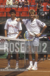 Rome, 1989. Tennis players Sergi Bruguera and Andre Agassi / Roma, 1989. I tennisti Sergi Bruguera e Andre Agassi - ©Marcello Mencarini/Rosebud2