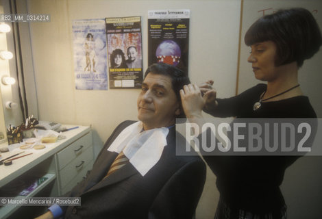 Rome, 1996. Italian politician Rocco Buttiglione during makeup application before participating in a tv show / Roma, 1996. Il politico Rocco Buttiglione al trucco prima di una trasmissione televisiva - ©Marcello Mencarini/Rosebud2