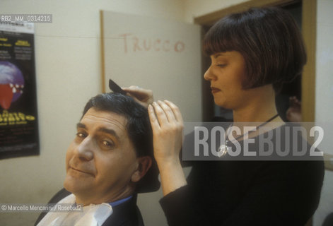 Rome, 1996. Italian politician Rocco Buttiglione during makeup application before participating in a tv show / Roma, 1996. Il politico Rocco Buttiglione al trucco prima di una trasmissione televisiva - ©Marcello Mencarini/Rosebud2