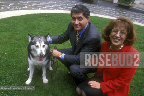 Rome, 1996. Italian politician Rocco Buttiglione with his dog and his sister, journalist Angela Buttiglione / Roma, 1996. Il politico Rocco Buttiglione con il suo cane e sua sorella, la giornalista Angela Buttiglione - ©Marcello Mencarini/Rosebud2