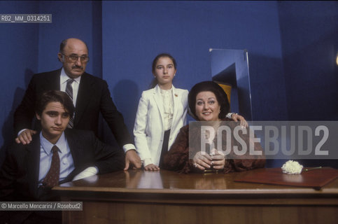 Rome, 1983. Soprano Montserrat Caballé, her husband tenor Bernabé Martí, and their sons Bernabe Marti, Jr. and Montserrat Marti / Roma, 1983. Il soprano Montserrat Caballé, suo marito il tenore Bernabé Martí ei loro figli Montserrat Martí - ©Marcello Mencarini/Rosebud2