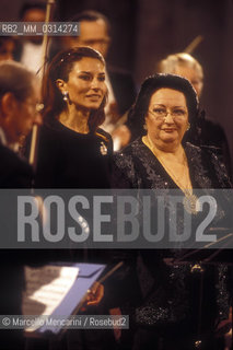 Rome, Saint Marys of the Angels and rhe Martyrs Basilica, 1999. Soprano Montserrat Caballé and her daughter Montserrat Martì performing together / Roma, Basilica di Santa Maria degli angeli e dei martiri, 1999. Il soprano Montserrat Caballè e sua figlia Montserrat Martì cantano insieme - ©Marcello Mencarini/Rosebud2