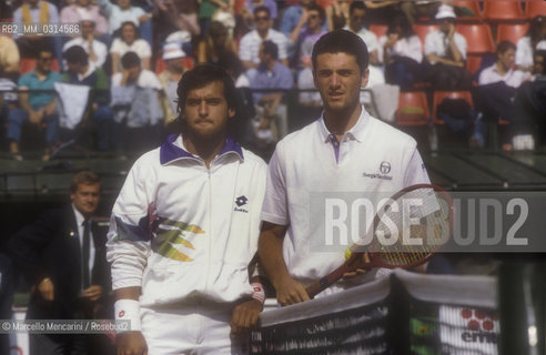 Rome, 1989. Italian tennis players Alberto Mancini,  Omar Camporese / Roma, 1989. I tennisti Alberto Mancini e Omar Camporese - ©Marcello Mencarini/Rosebud2