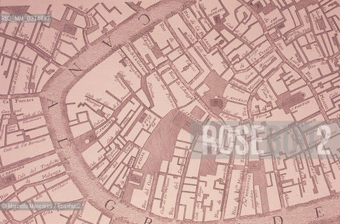 Parish of San Samuele in Venice on a plan of the eighteenth century by Lodovico Ughi. In this district Giacomo Casanova was born on 2 April 1725 and here he lived as a child / La parrocchia di San Samuele a Venezia sulla mappa settecentesca di Lodovico Ughi. In questa zona nacque Giacomo Casanova il 2 aprile 1725 e trascorse la sua infanzia - ©Marcello Mencarini/Rosebud2