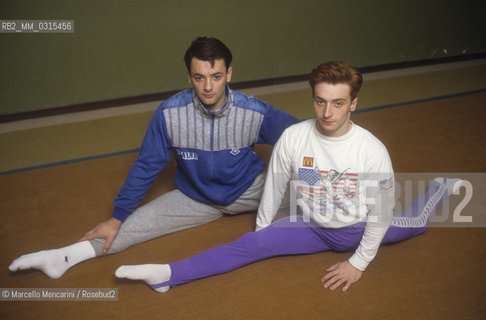Italian gymnasts Yuri Chechi and Boris Preti, 1990 / I ginnasti Yuri Chechi e Boris Preti, 1990 - ©Marcello Mencarini/Rosebud2