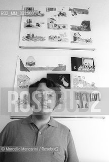 Rome, 1980. Italian cartoonist Guido Clericetti in his studio / Roma, 1980. Il disegnatore Guido Clericetti nel suo studio - ©Marcello Mencarini/Rosebud2