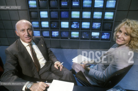 Rome, 1990. Italian TV presenter Antonella Clerici and sport journalist Gianfranco De Laurentiis / Roma, 1990. La presentatrice televisiva Antonella Clerici e il giornalista sportivo Gianfranco De Laurentiis - ©Marcello Mencarini/Rosebud2