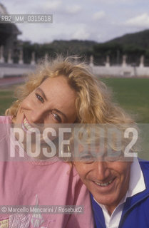 Rome, 1990. Italian TV presenter Antonella Clerici and sport journalist Gianfranco De Laurentiis / Roma, 1990. La presentatrice televisiva Antonella Clerici e il giornalista sportivo Gianfranco De Laurentiis - ©Marcello Mencarini/Rosebud2