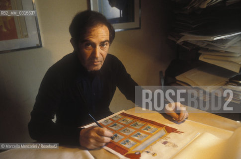 Milan, 1979. Italian cartoonist Giuseppe Coco in his studio / Milano, 1979. Il disegnatore Giuseppe Coco nel suo studio - ©Marcello Mencarini/Rosebud2