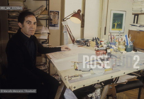 Milan, 1979. Italian cartoonist Giuseppe Coco in his studio / Milano, 1979. Il disegnatore Giuseppe Coco nel suo studio - ©Marcello Mencarini/Rosebud2