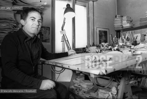 Milan, 1979. Italian cartoonist Giuseppe Coco in his studio / Milano, 1979. Il disegnatore Giuseppe Coco nel suo studio - ©Marcello Mencarini/Rosebud2