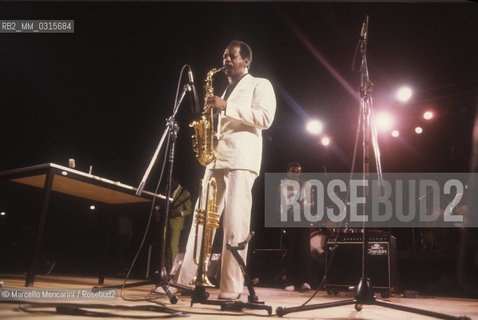 Rome, about 1980. Jazz saxophonist Ornette Coleman in concert / Roma, 1980. Il sassofonista jazz Ornette Coleman in concerto - ©Marcello Mencarini/Rosebud2