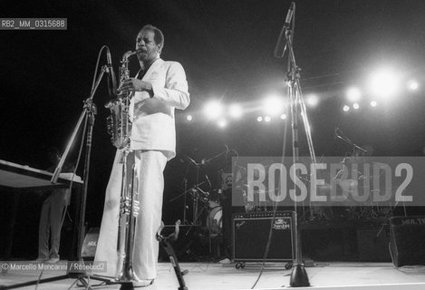 Rome, about 1980. Jazz saxophonist Ornette Coleman in concert / Roma, 1980. Il sassofonista jazz Ornette Coleman in concerto - ©Marcello Mencarini/Rosebud2