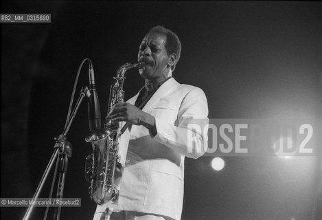 Rome, about 1980. Jazz saxophonist Ornette Coleman in concert / Roma, 1980. Il sassofonista jazz Ornette Coleman in concerto - ©Marcello Mencarini/Rosebud2