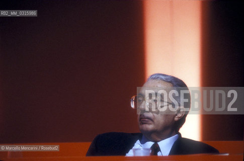 Italian politician Armando Coossutta at the XXth Rimini congress in February 1991, when the Italian Communist Party changed its name to the Democratic Party of the Left / Il politico Armando Cossutta al XX° Congresso del PCI-PDS che si tenne a Rimini nel 1991, quando il Partito Comunista Italiano divenne Partito Democratico della Sinistra (PDS) - ©Marcello Mencarini/Rosebud2