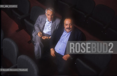 Rai Italian public television executive Carlo Fuscagni and Italian TV presenter Maurizio Costanzo, 1990 / Il dirigente RAI Carlo Fuscagni e Maurizio Coatanzo, presentatore TV, 1990 - ©Marcello Mencarini/Rosebud2