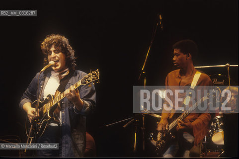 Rome, about 1980. Italian singer and songwriter Pino Daniele performing / Roma, 1980 circa. il cantautore Pino Daniele in concerto  - ©Marcello Mencarini/Rosebud2